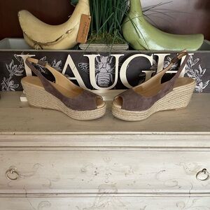 Cordani Light Brown Suede Wedge Espadrille Sandals